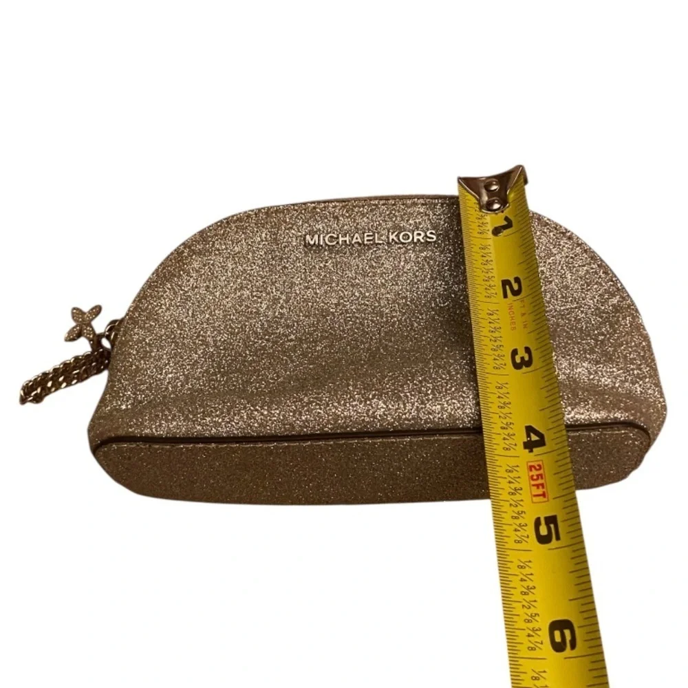 Michael Kors Cosmetic Bag with Glitter Finish Silver